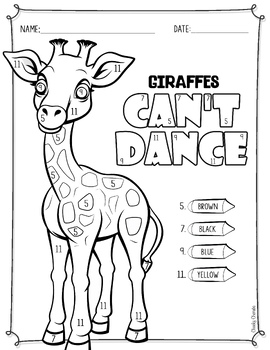 Giraffes Can’t Dance activities and free printables