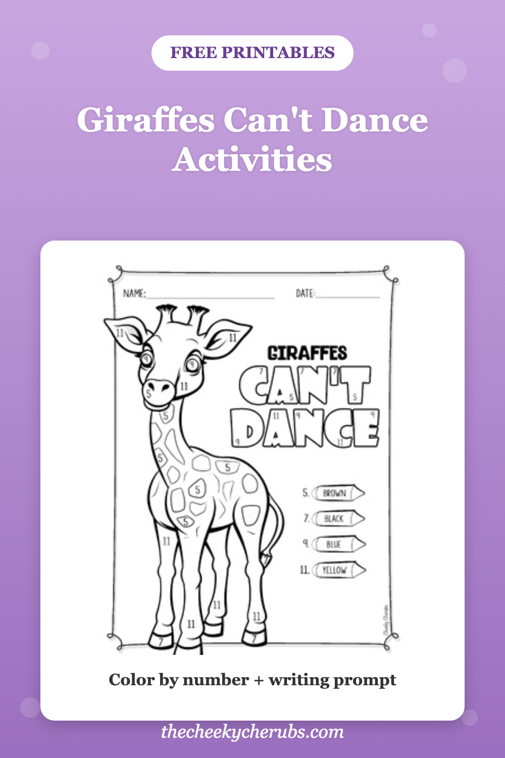 Giraffes Can't Dance activities Pinterest pin - free printables