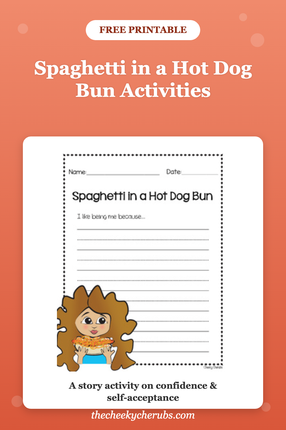 Spaghetti in a Hot Dog Bun activities Pinterest pin - free printable